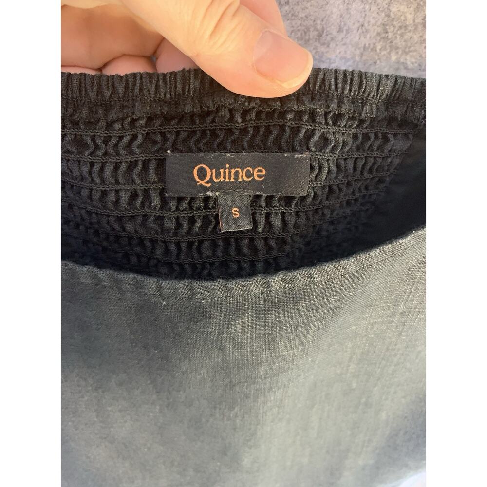 Quince 100% European Linen Scoop Neck Midi Dress Women Size S Black Summer - Picture 6 of 12